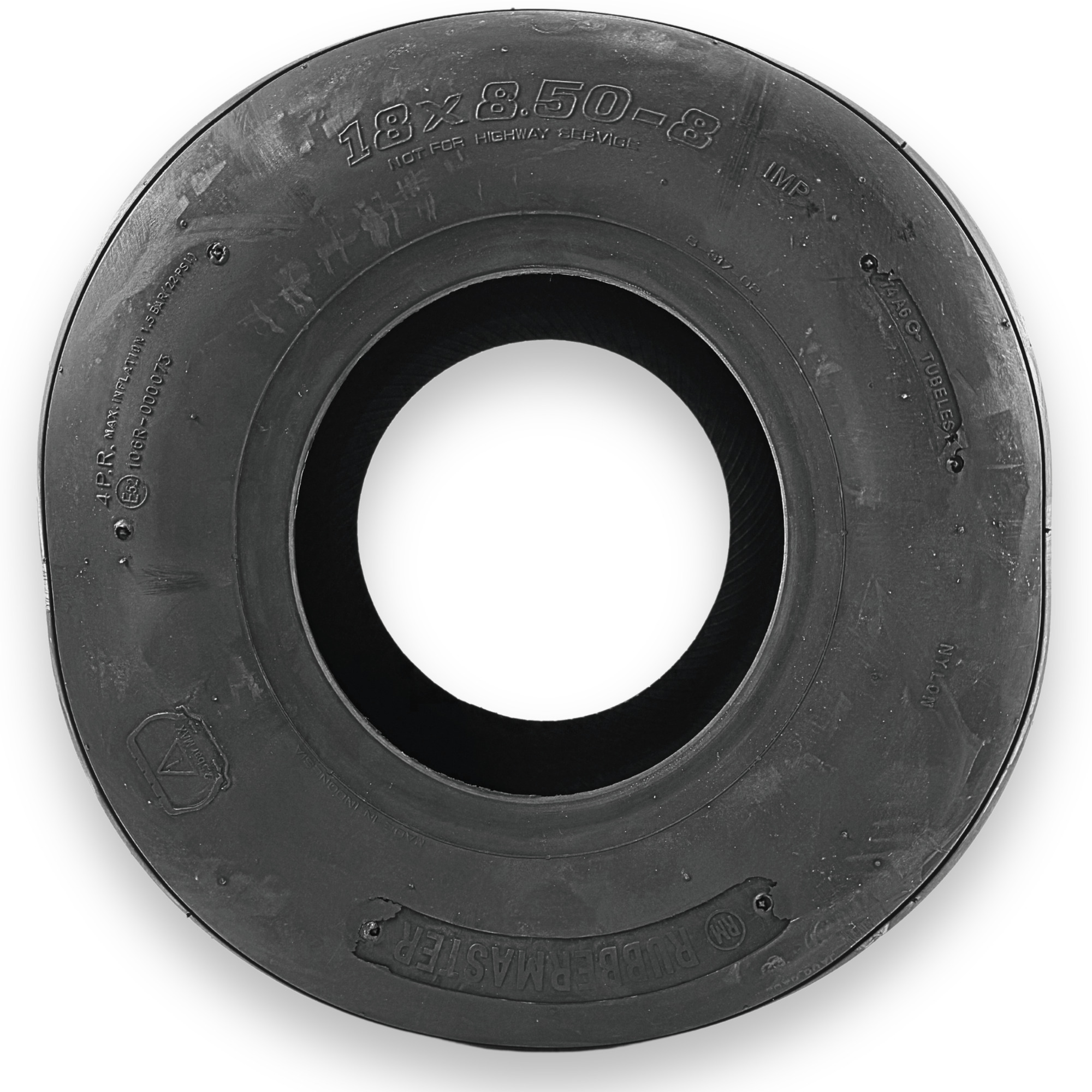RubberMaster, Rib 4 Ply Utility Tire 18x8.50-8 Tire Diameter 17.48 in, Model# 450340